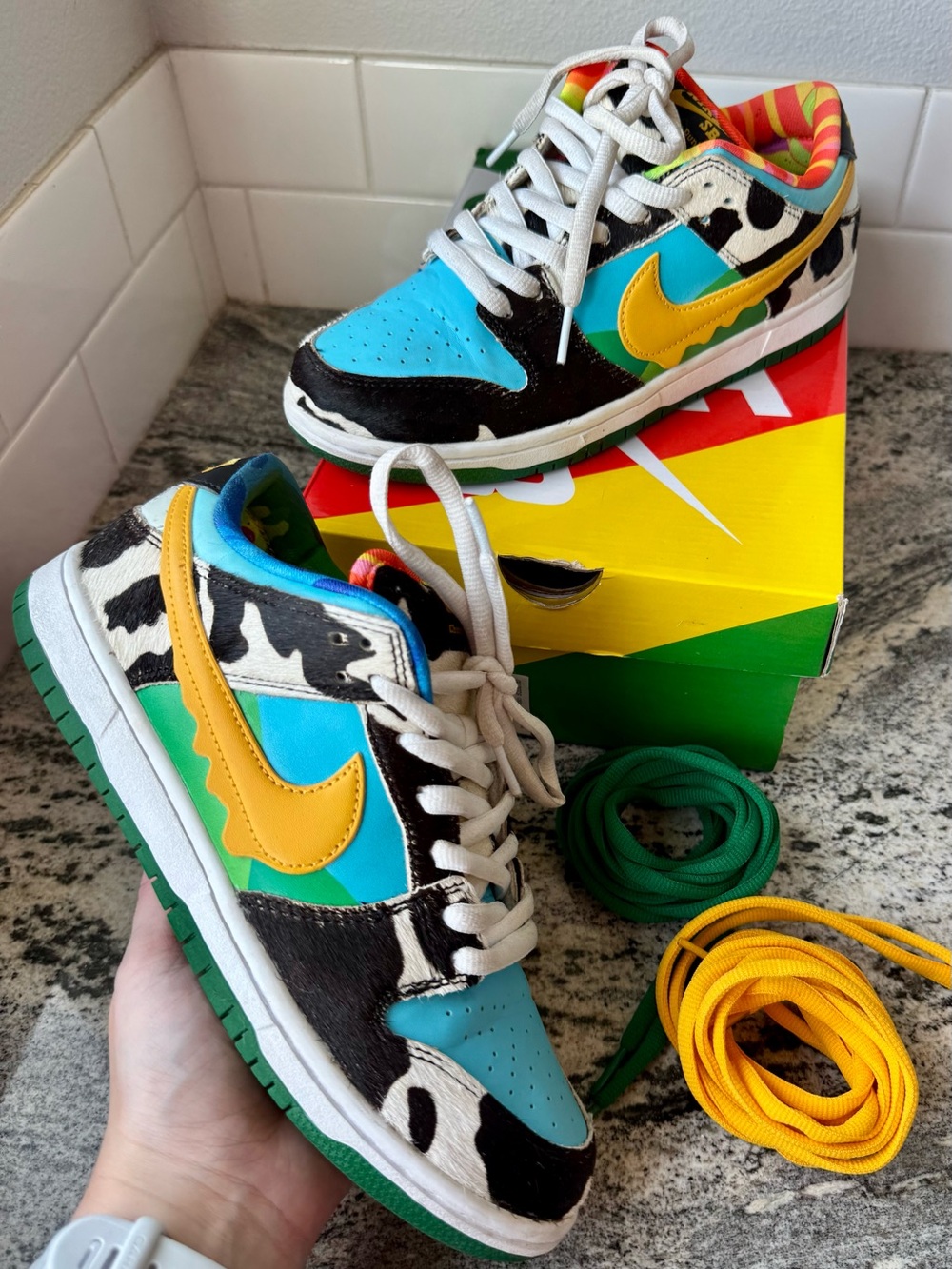 Nike Dunk Low SE - Blue, Yellow, Green & Black Cow Print